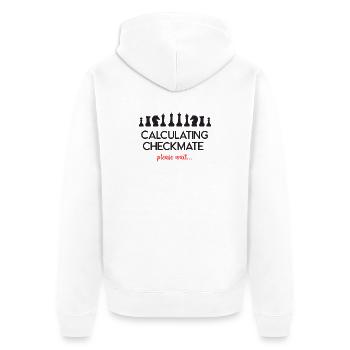 Schach - Schachmatt berechnen, bitte warten... - Unisex Premium Bio Zip Hoodie - Weiß - Hinten - Thijin (182cm)