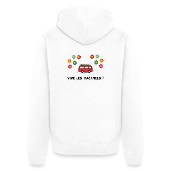 GELIEBTE. HERZ. MEISTER. VIELEN DANK. DANKE HERRIN. - Unisex Premium Bio Zip Hoodie - Weiß - Hinten - Thijin (182cm)
