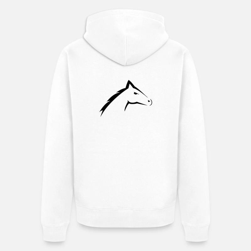 Tête de cheval | Conception de silhouette de tête de cheval - Veste à capuche bio Premium Unisexe - blanc
