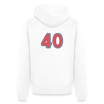 40. 40 ANS. 40e ANNIVERSAIRE. ANNIVERSAIRE 40 ANS. - Veste à capuche bio Premium Unisexe - blanc - Dos - Thijin (182cm)