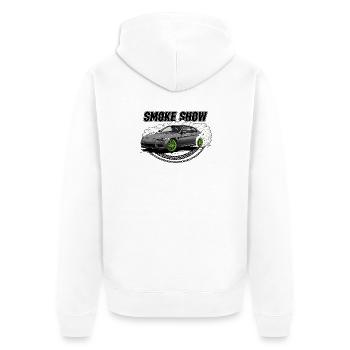 Smoke Show - Unisex Premium Bio Zip Hoodie - Weiß - Hinten - Thijin (182cm)