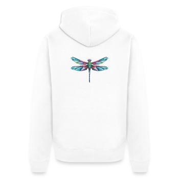 Dragonfly - Cooles Low-Poly-Logo - Unisex Premium Bio Zip Hoodie - Weiß - Hinten - Thijin (182cm)