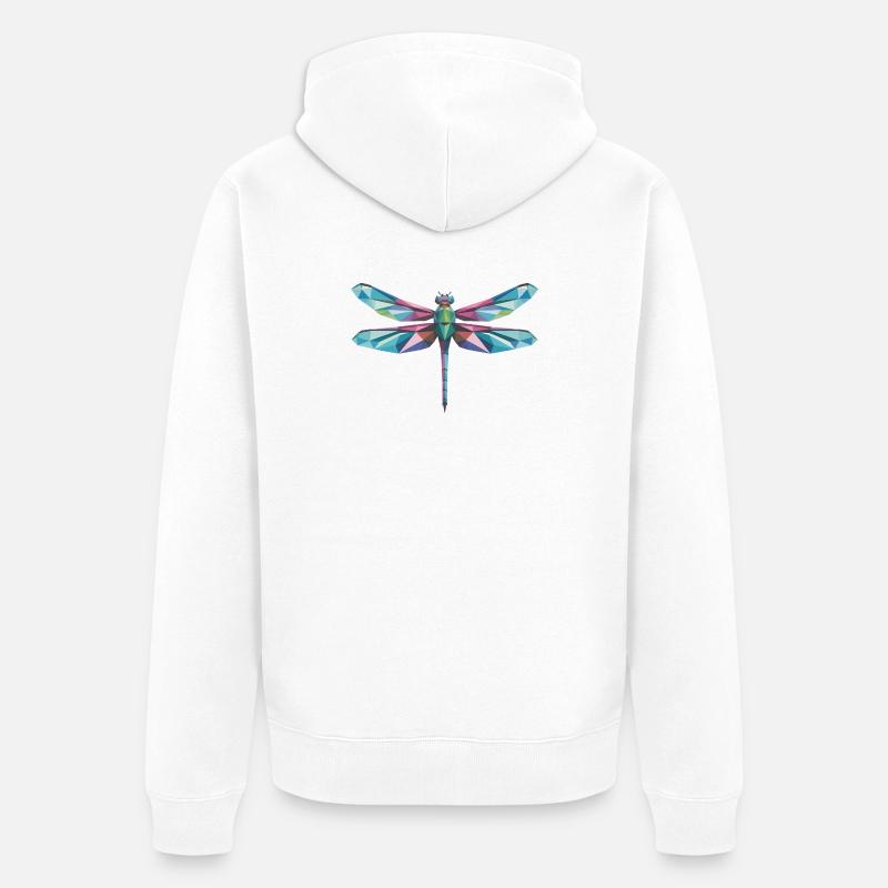 Libellule - Logo Low Poly cool - Veste à capuche bio Premium Unisexe - blanc