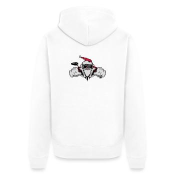 Weihnachtsmann auf Motorrad mit Geschenken - Unisex Premium Bio Zip Hoodie - Weiß - Hinten - Thijin (182cm)