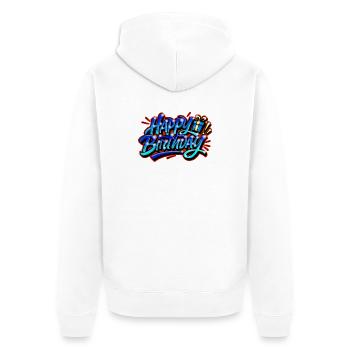 Happy Birthday Graffiti BLUE RED - Unisex Premium Organic Zip Hoodie - white - Back - Thijin (182cm)