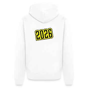 2026 - Unisex Premium Bio Zip Hoodie - Weiß - Hinten - Thijin (182cm)