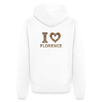 FLORENCE – Lettrage en pierre de la Renaissance - Veste à capuche bio Premium Unisexe - blanc - Dos - Thijin (182cm)