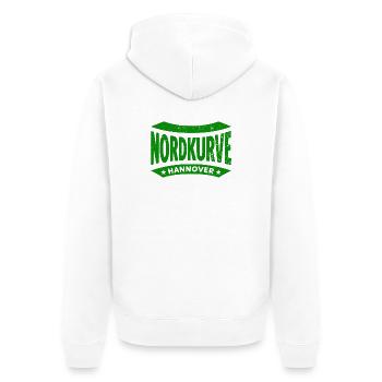 Hannover Nordkurve Hoodie, Shirt, Tasche, cap - Unisex Premium Bio Zip Hoodie - Weiß - Hinten - Thijin (182cm)