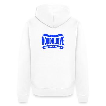 Hoffenheim Nordkurve Stadion Fan Hoodie, Shirt - Unisex Premium Bio Zip Hoodie - Weiß - Hinten - Thijin (182cm)