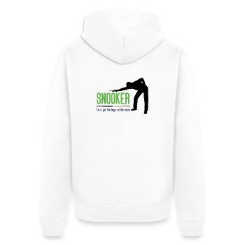 Snooker – Lasst uns die Jungs auf die Bühne bringen - Unisex Premium Bio Zip Hoodie - Weiß - Hinten - Thijin (182cm)