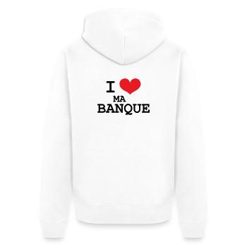 J’aime ma banque - Veste à capuche bio Premium Unisexe - blanc - Dos - Thijin (182cm)