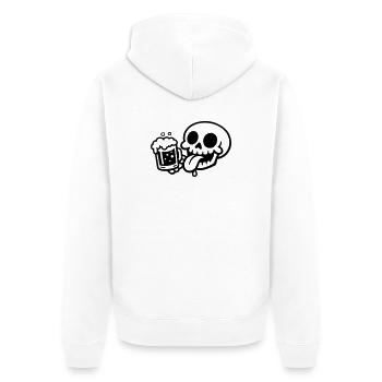 Skeleton Beer Glass Funny - Unisex Premium Organic Zip Hoodie - white - Back - Thijin (182cm)