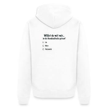 Handball Date Saying Invitation (Black) - Unisex Premium Organic Zip Hoodie - white - Back - Thijin (182cm)