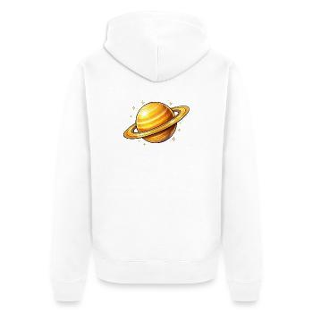 Saturn with glowing rings - Unisex Premium Organic Zip Hoodie - white - Back - Thijin (182cm)