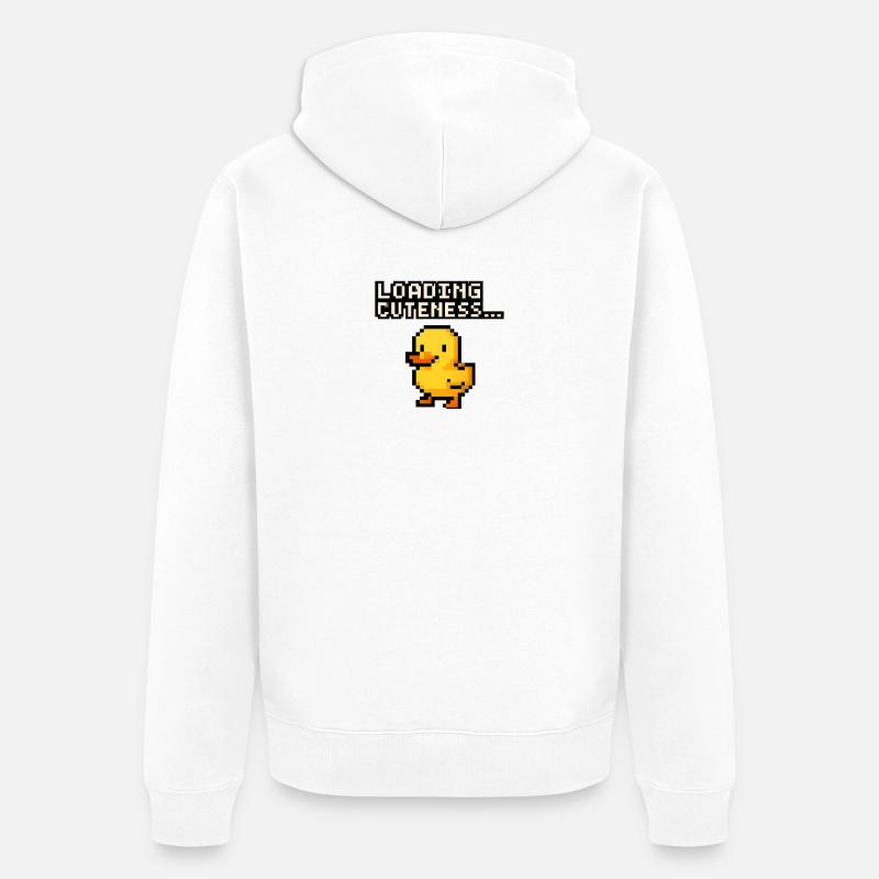 pixel Ente loading cuteness - Unisex Premium Bio Zip Hoodie - Weiß