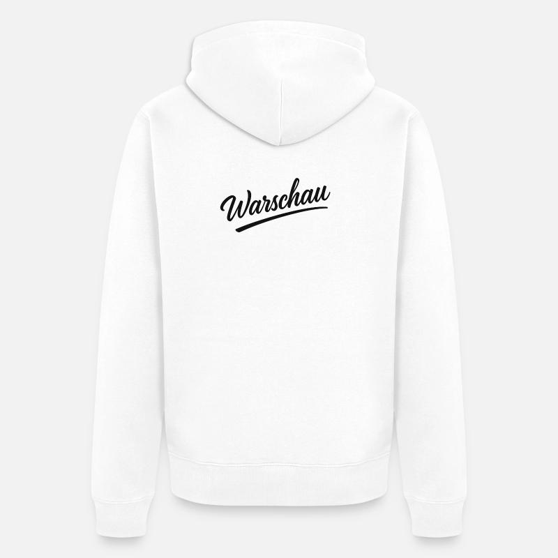 Lettrage de Varsovie en italique - Veste à capuche bio Premium Unisexe - blanc