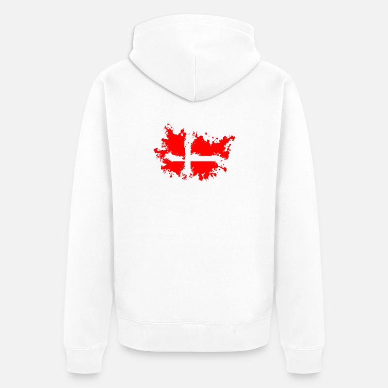 Drapeau éclaboussé du Danemark - Veste à capuche bio Premium Unisexe - blanc