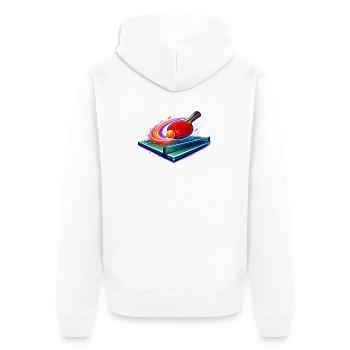 Table Tennis Shirt Ping Pong Club Player - Unisex Premium Organic Zip Hoodie - white - Back - Thijin (182cm)