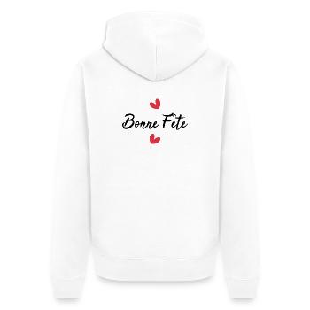 BONNE FÊTE. FÊTE DES MÈRES. FÊTE DES PÈRES. FÊTE - Veste à capuche bio Premium Unisexe - blanc - Dos - Thijin (182cm)
