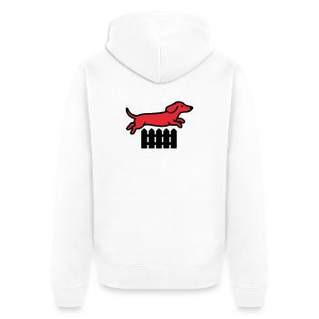 Agilité au saut de clôture teckel - Veste à capuche bio Premium Unisexe - blanc - Dos - Thijin (182cm)