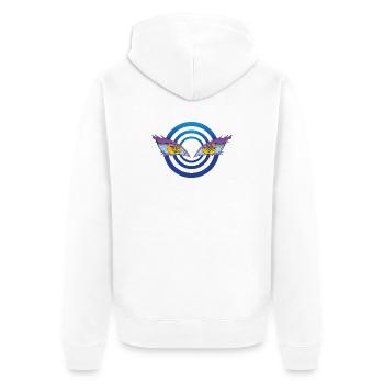 RingeAugen Flügel Blick - Unisex Premium Bio Zip Hoodie - Weiß - Hinten - Thijin (182cm)