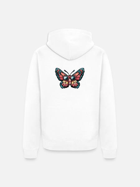 Schmetterling Comic Urlaub - Unisex Premium Bio Zip Hoodie - Weiß