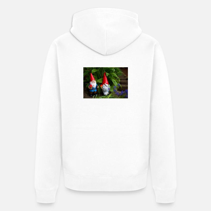 Nains de jardin dans le parterre - Veste à capuche bio Premium Unisexe - blanc