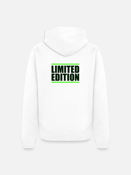 Limitierte Edition Großschrift Neon Grün - Unisex Premium Bio Zip Hoodie - Weiß