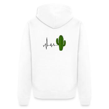 Heartbeat Cactus Design - Unisex Premium Organic Zip Hoodie - white - Back - Thijin (182cm)