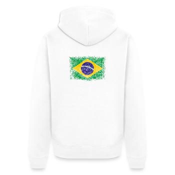 Brasilien - Vintage - Unisex Premium Bio Zip Hoodie - Weiß - Hinten - Thijin (182cm)