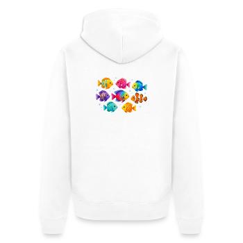 Poissons tropicaux colorés pour les tenues d’été - Veste à capuche bio Premium Unisexe - blanc - Dos - Thijin (182cm)