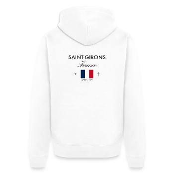 Saint Girons Frankreich Koordinaten Reise Souvenir - Unisex Premium Bio Zip Hoodie - Weiß - Hinten - Thijin (182cm)