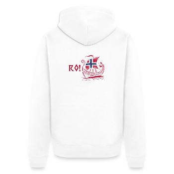 Norway Norge Fjords Scandinavian Ro Viking ship - Unisex Premium Bio Zip Hoodie - Weiß - Hinten - Thijin (182cm)