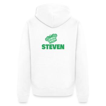 Geschenk für Steven - Unisex Premium Bio Zip Hoodie - Weiß - Hinten - Thijin (182cm)