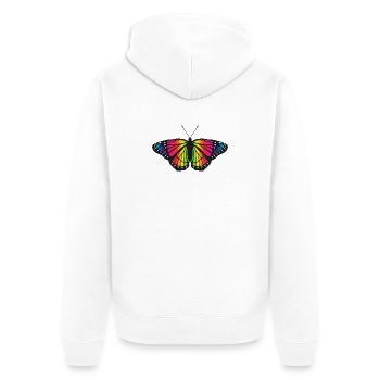 Bunte Schmetterlingsillustration Naturkunst-Ikone - Unisex Premium Bio Zip Hoodie - Weiß - Hinten - Thijin (182cm)