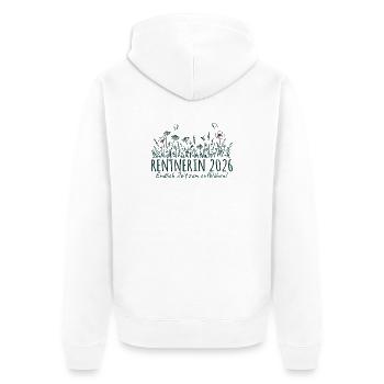 Rentnerin 2026 Zeit zum aufblühen - Unisex Premium Bio Zip Hoodie - Weiß - Hinten - Thijin (182cm)