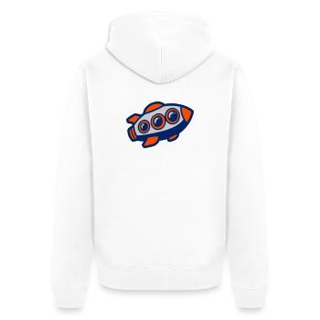 Space Rocket Illustration - Unisex Premium Organic Zip Hoodie - white - Back - Thijin (182cm)