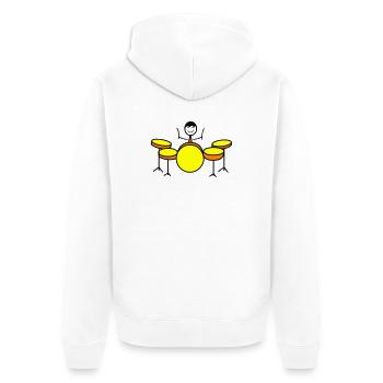 Trommel Drumset Drummer - Unisex Premium Bio Zip Hoodie - Weiß - Hinten - Thijin (182cm)