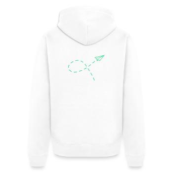 Papierflug Neon Reise - Unisex Premium Bio Zip Hoodie - Weiß - Hinten - Thijin (182cm)