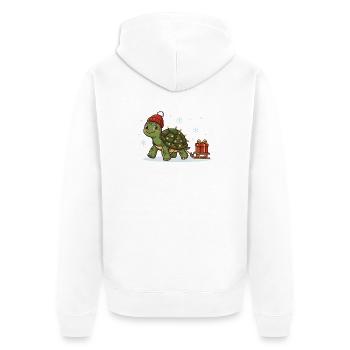 Weihnachts-Schildkröte mit Lichterkette - Unisex Premium Bio Zip Hoodie - Weiß - Hinten - Thijin (182cm)