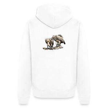Geierpaar am Fels - Unisex Premium Bio Zip Hoodie - Weiß - Hinten - Thijin (182cm)