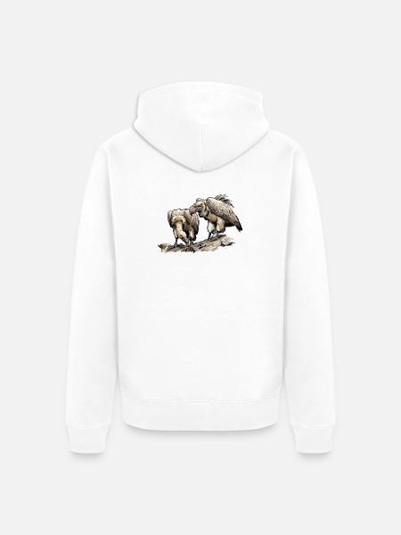 Geierpaar am Fels - Unisex Premium Bio Zip Hoodie - Weiß
