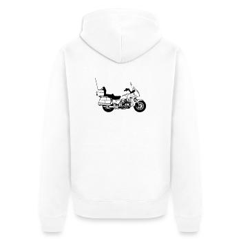 Motorrad , Goldwing , Chopper Kult (25) - Unisex Premium Bio Zip Hoodie - Weiß - Hinten - Thijin (182cm)