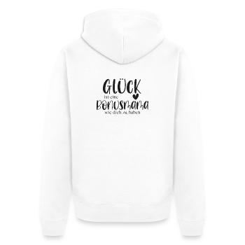 Bonusmama Muttertag Geschenk Mama Glück - Unisex Premium Bio Zip Hoodie - Weiß - Hinten - Thijin (182cm)
