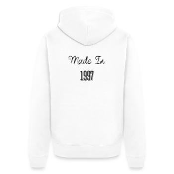 Created in 1997 - Unisex Premium Organic Zip Hoodie - white - Back - Thijin (182cm)