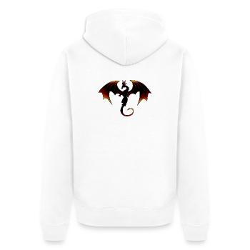 Feuer Drache, Fire Dragon - Unisex Premium Bio Zip Hoodie - Weiß - Hinten - Thijin (182cm)