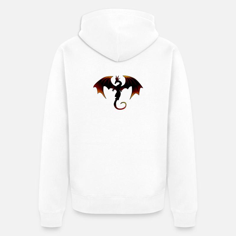 Feuer Drache, Fire Dragon - Unisex Premium Bio Zip Hoodie - Weiß