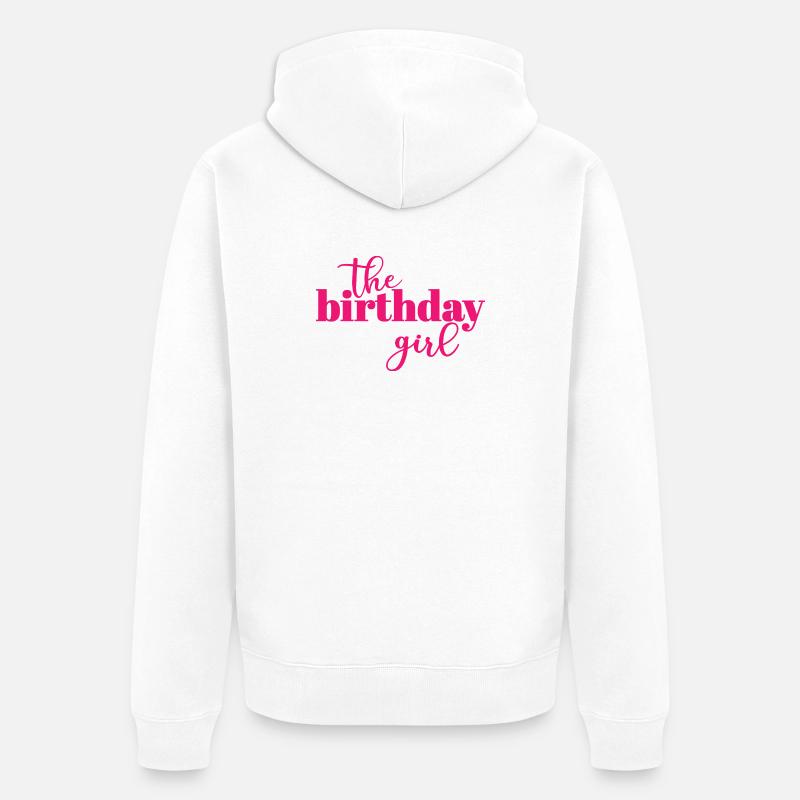 La fille d’anniversaire - Veste à capuche bio Premium Unisexe - blanc