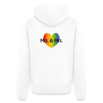 Regenbogen Mrs and Mrs 2 rainbow Herz - Unisex Premium Bio Zip Hoodie - Weiß - Hinten - Thijin (182cm)