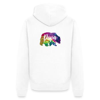 Bear Father Batik Tie Dye Bear - Unisex Premium Organic Zip Hoodie - white - Back - Thijin (182cm)